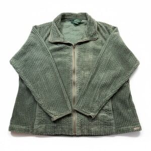 Woolrich Waffle Knit Full‎ Zip Shacket Spruce Green Women's 2XL
